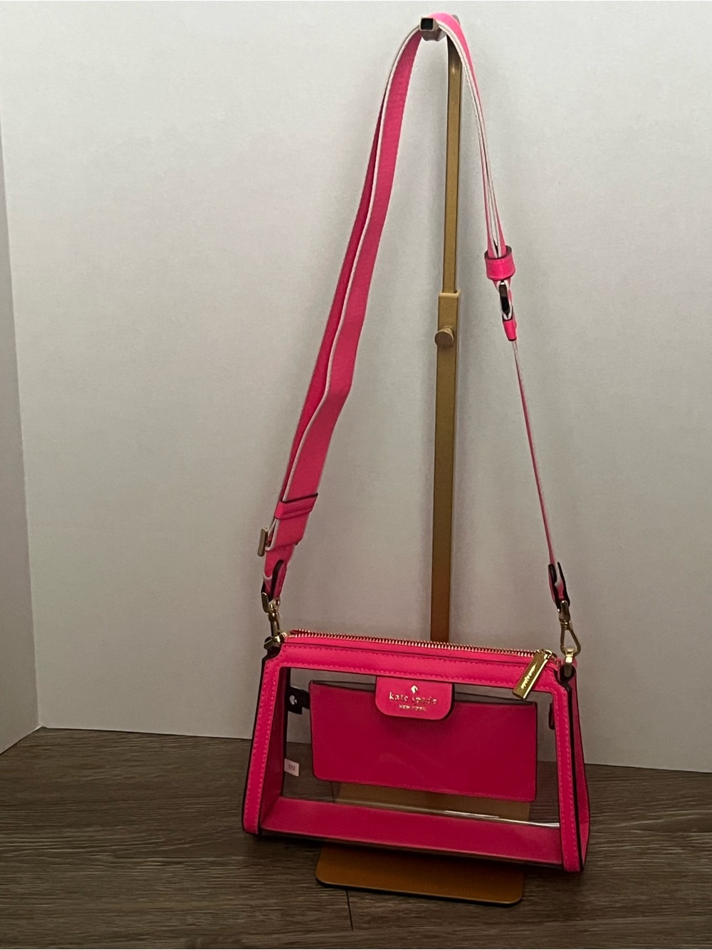 kate spade Hot Pink Clear Crossbody Bag with Gold Hardware - Picture 7 of 9